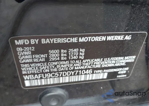 2013 BMW 550I xDrive из США, поврежденный, VIN WBAFU9C57DDY71046